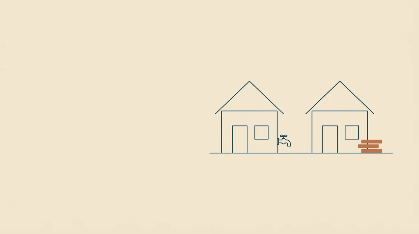Line drawing of two houses side by side