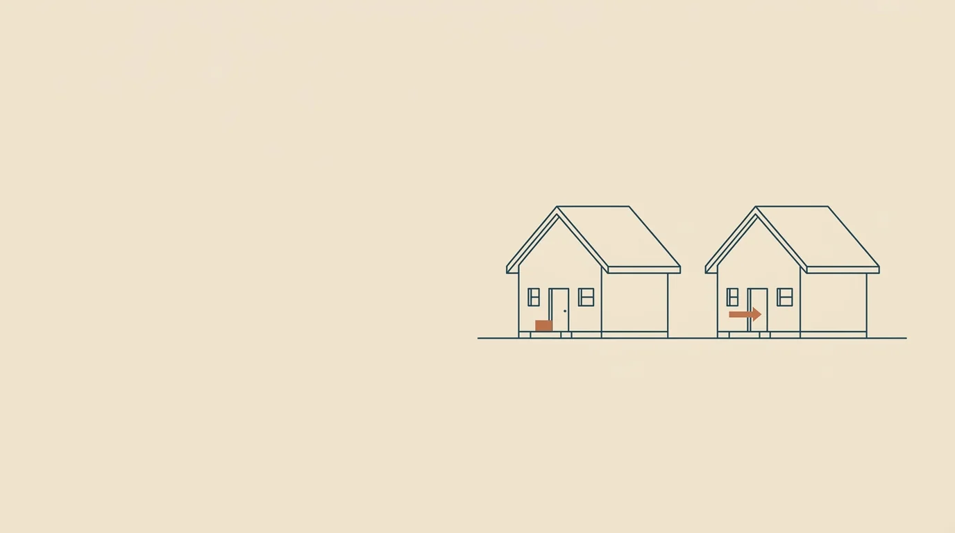 Line drawing of two identical houses side by side